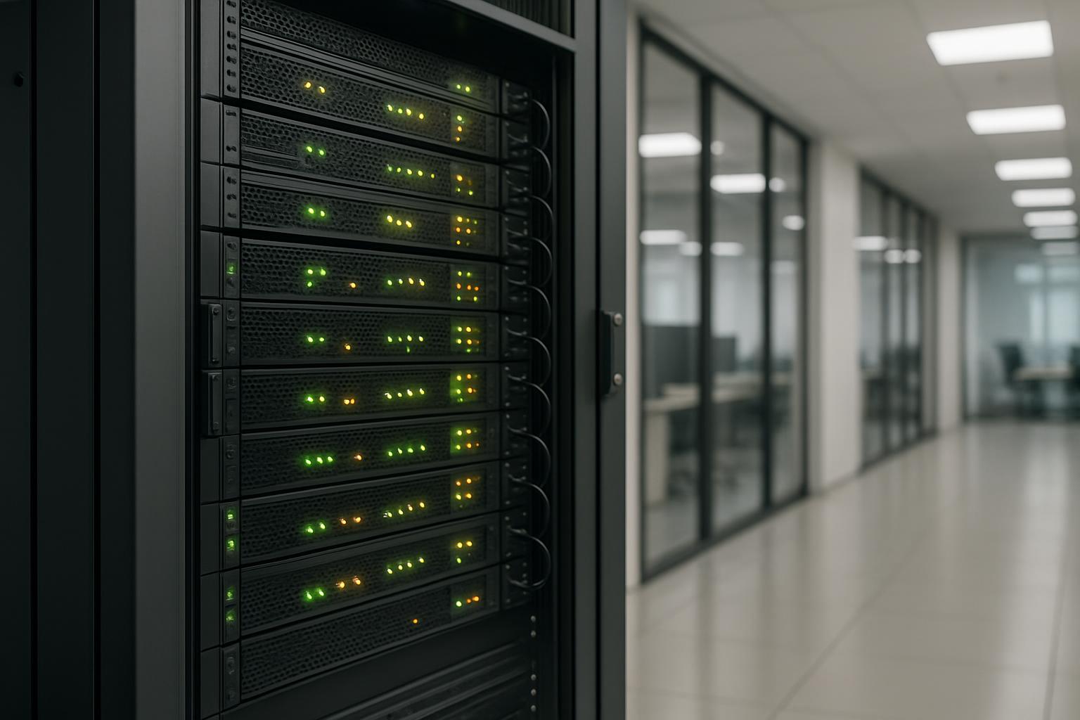 Servers stacked in a data center.